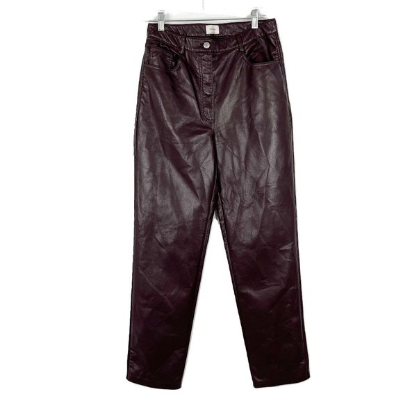 Aritzia Pants - Aritzia Wilfred The Melina Pant High-waisted Vegan Leather Carob Chip Size 10 I1